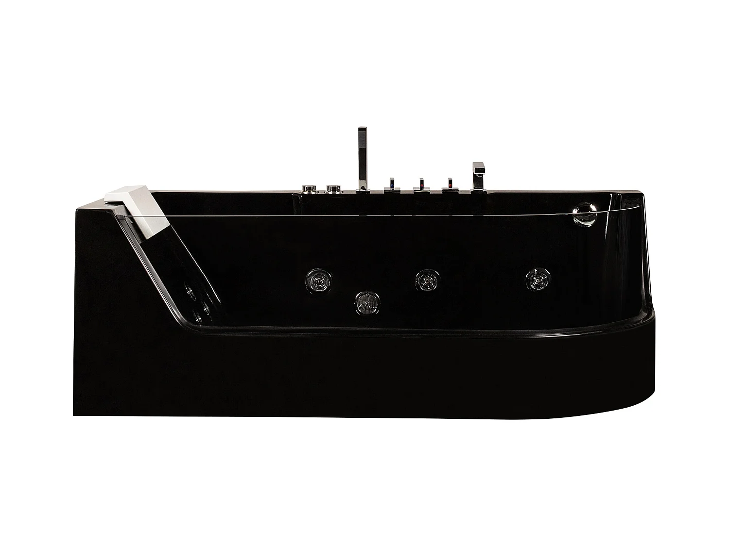 Whirlpool Eckwanne mit Hydromassage - 1 Person - 263 L - Ecke Links - Schwarz - ARIA