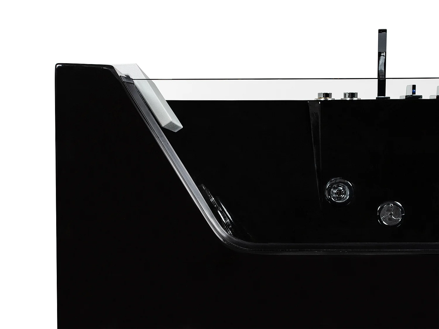 Baignoire balnéo vitrée ARIA noire - 1 place - 263L - 170*80*57cm - angle gauche