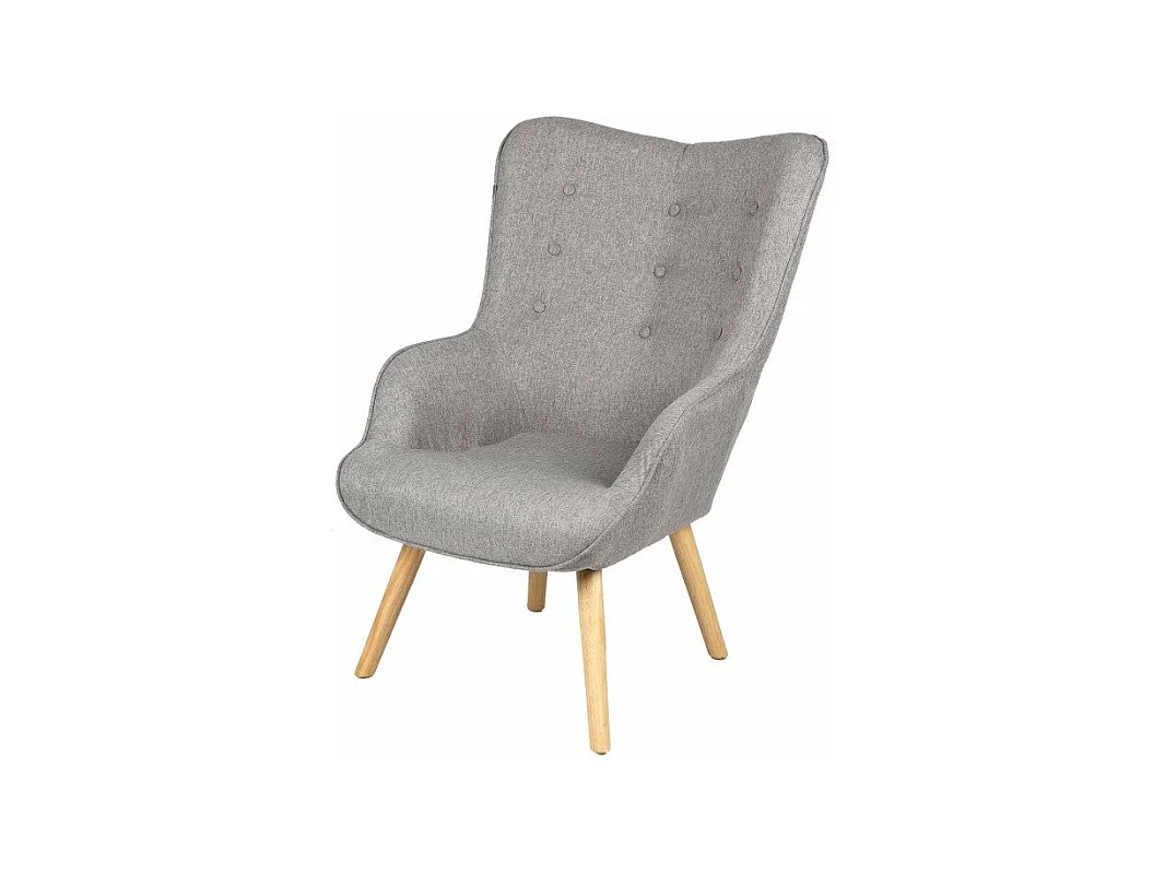 Fauteuil Rino Tissu Avec Pieds En Bois -gris Clair 72x65xh99cm