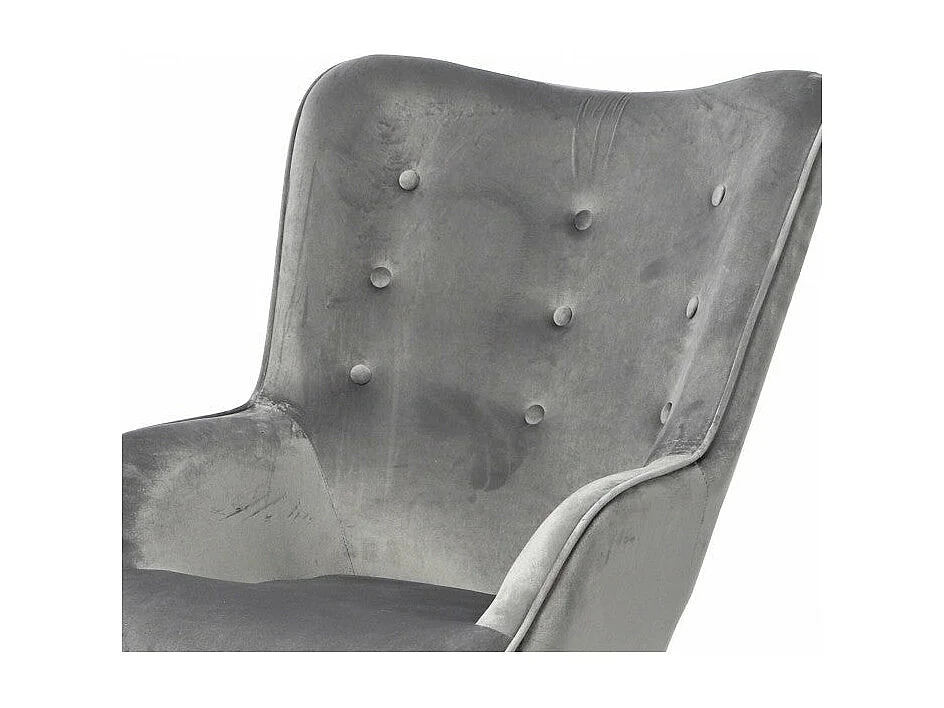 Fauteuil Velours Gris Et Pieds Bois - 72x65x99cm