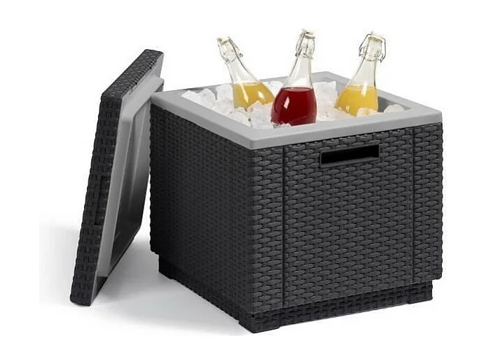 ALLIBERT Table basse isotherme imitation resine tressee - Gris