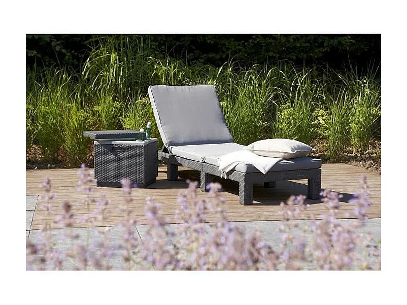 ALLIBERT Table basse isotherme imitation resine tressee - Gris