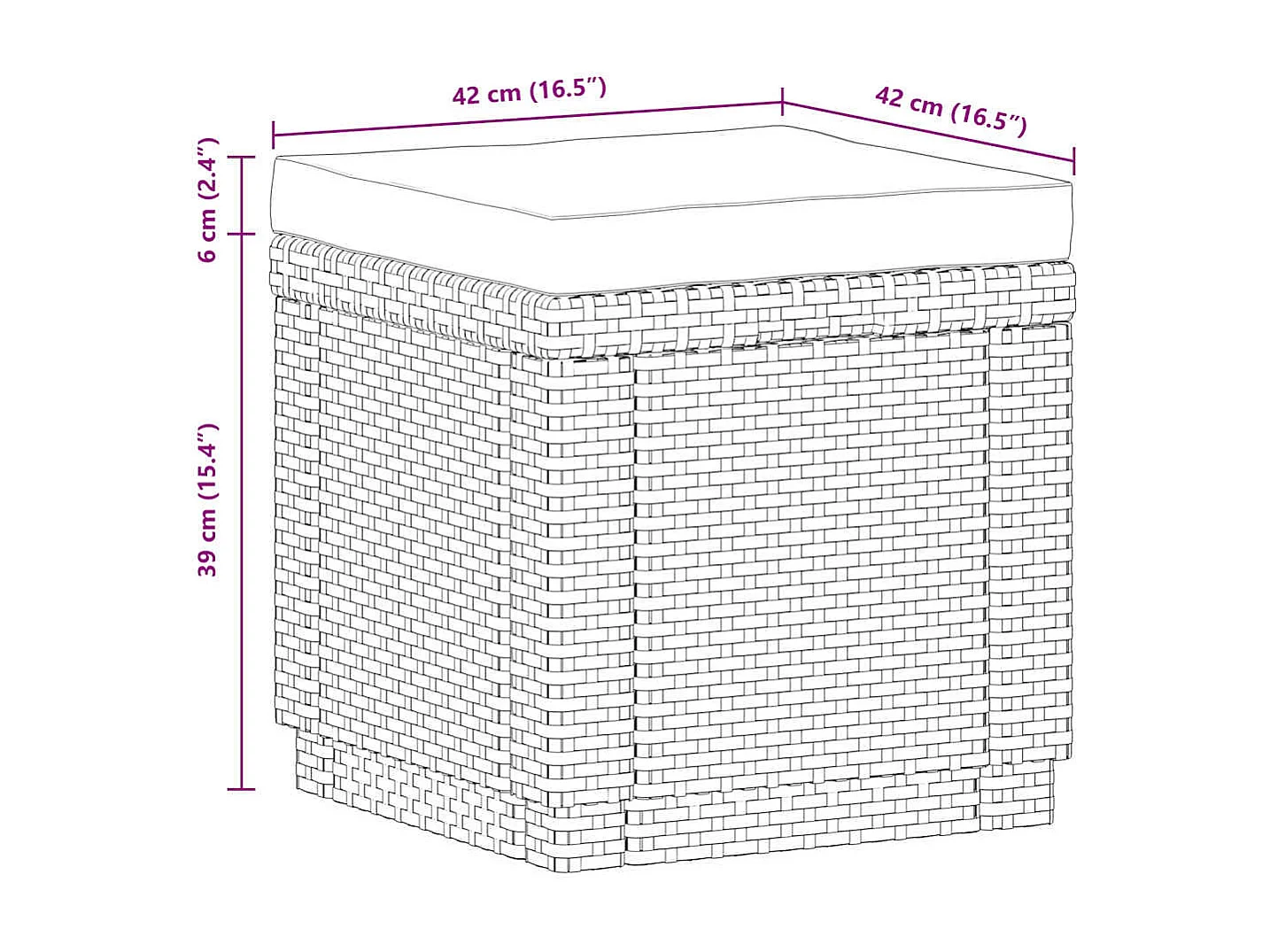 Sitzwürfel mit Stauraum und Kissen Graphitgrau