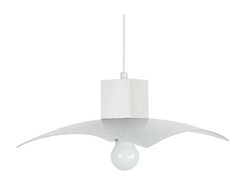 Suspension carré  verre blanc  60 cm.