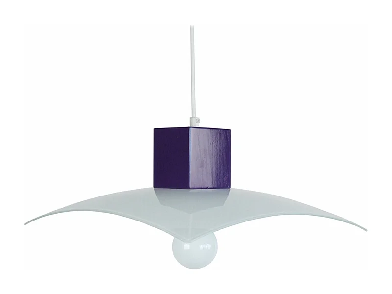Suspension carré verre  violet 60 cm.