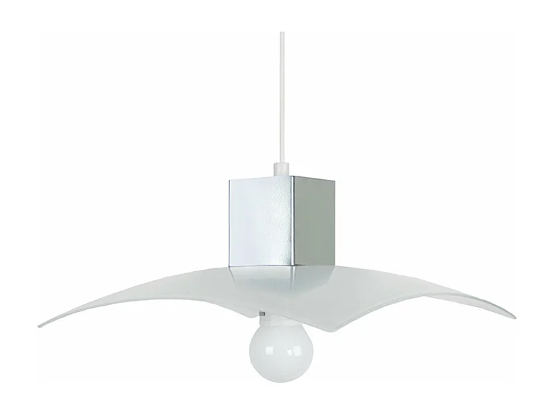 Suspension carré verre  aluminium 60 cm.