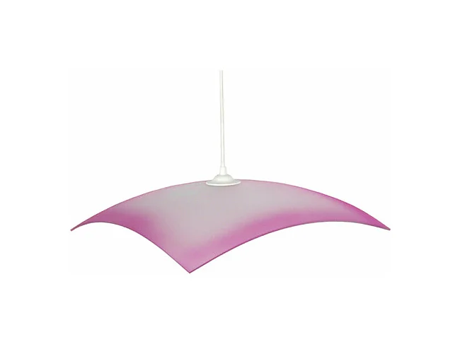 Suspension carré verre  blanc,rose 70 cm.