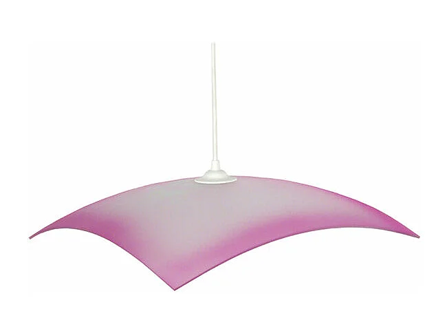 Suspension carré verre  blanc,rose 70 cm.