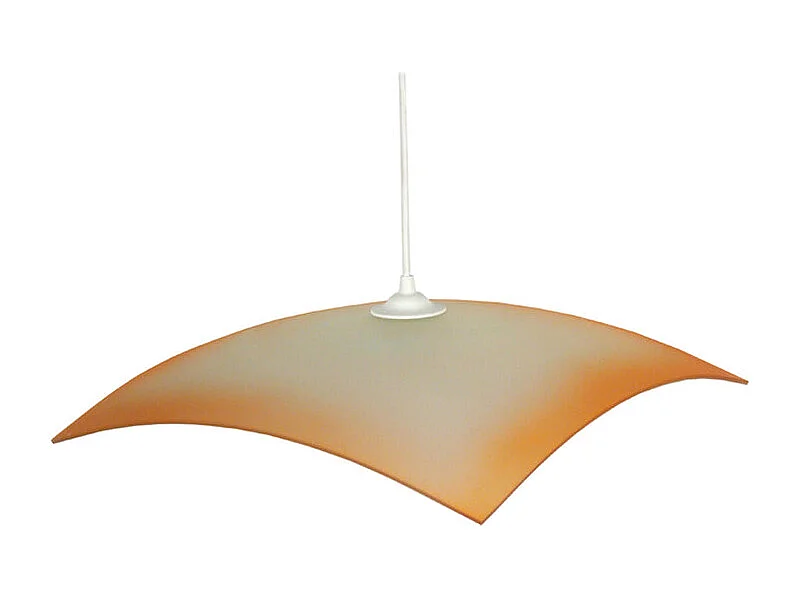 Suspension carré verre  blanc,jaune 70 cm.