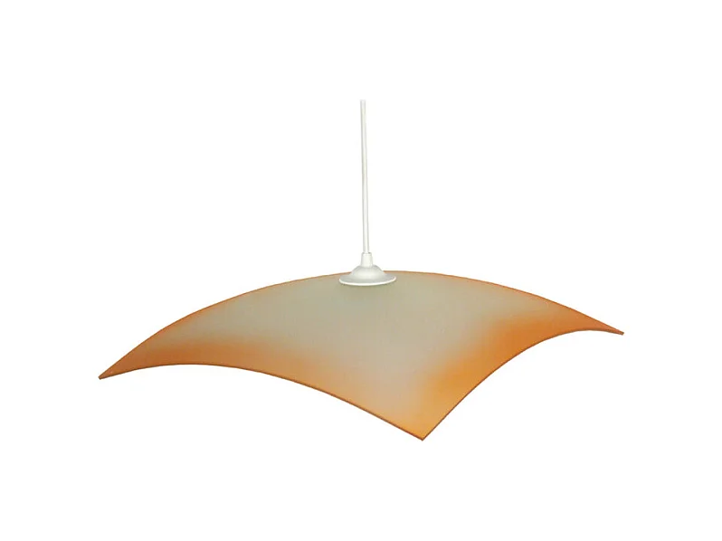 Suspension carré verre  blanc,jaune 70 cm.
