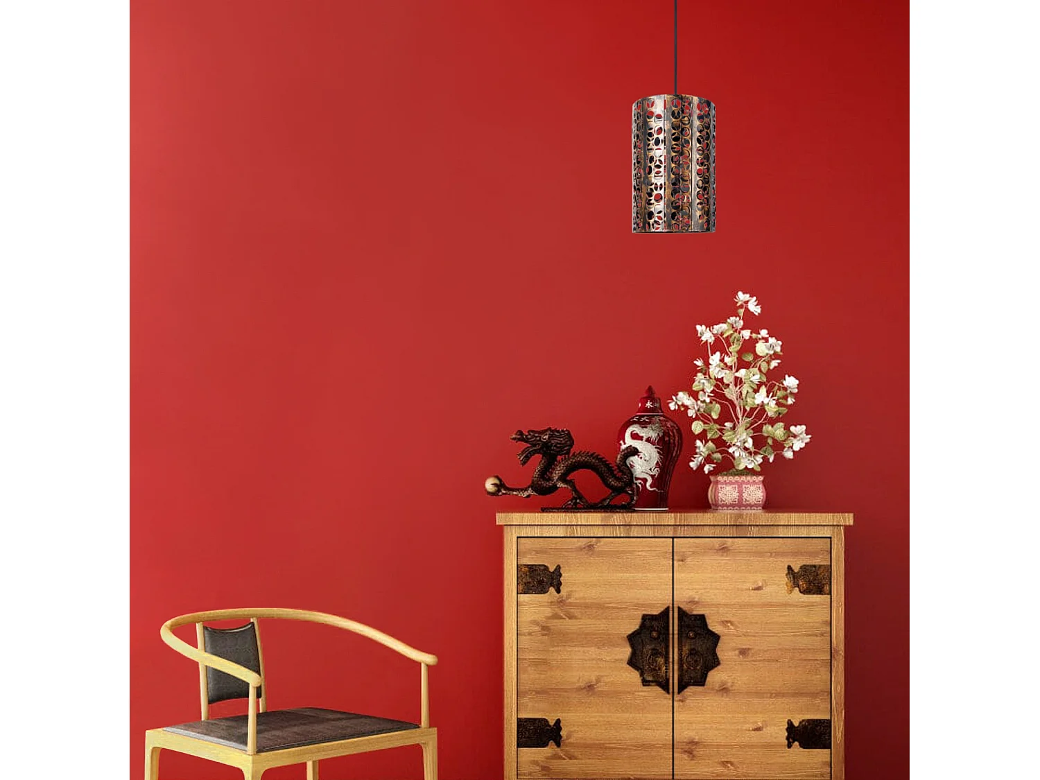 Suspensión  TOSEL ,metal,Negro ,A85xD 18x P 18cm