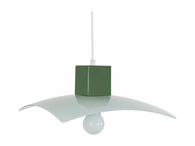 Suspension carré verre  vert 60 cm.