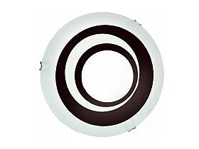 Plafonnier verre carré bombé anneaux noir 30 cm..