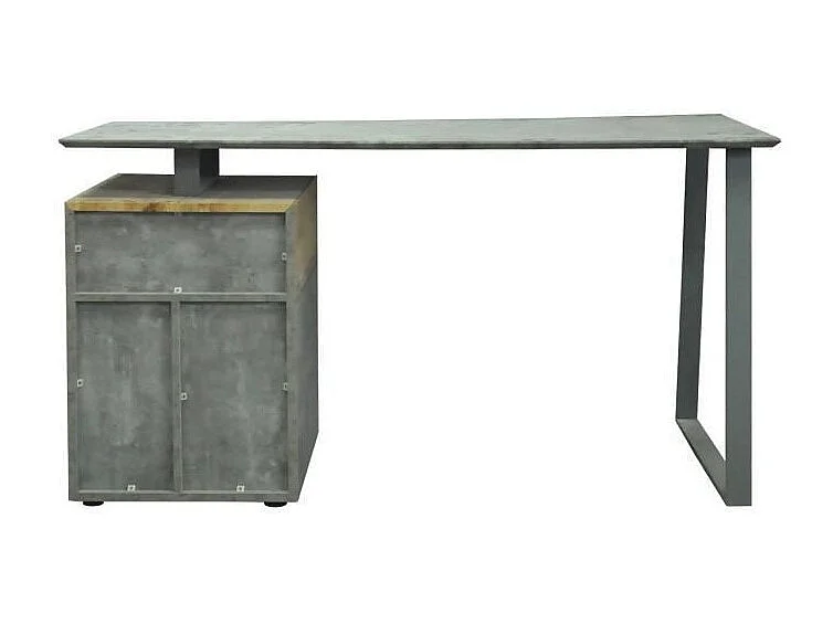 Bureau 1 porte 1 tiroir - Decor bois blanc et gris - L 140 x P 60 x H 75 - COLOGNE