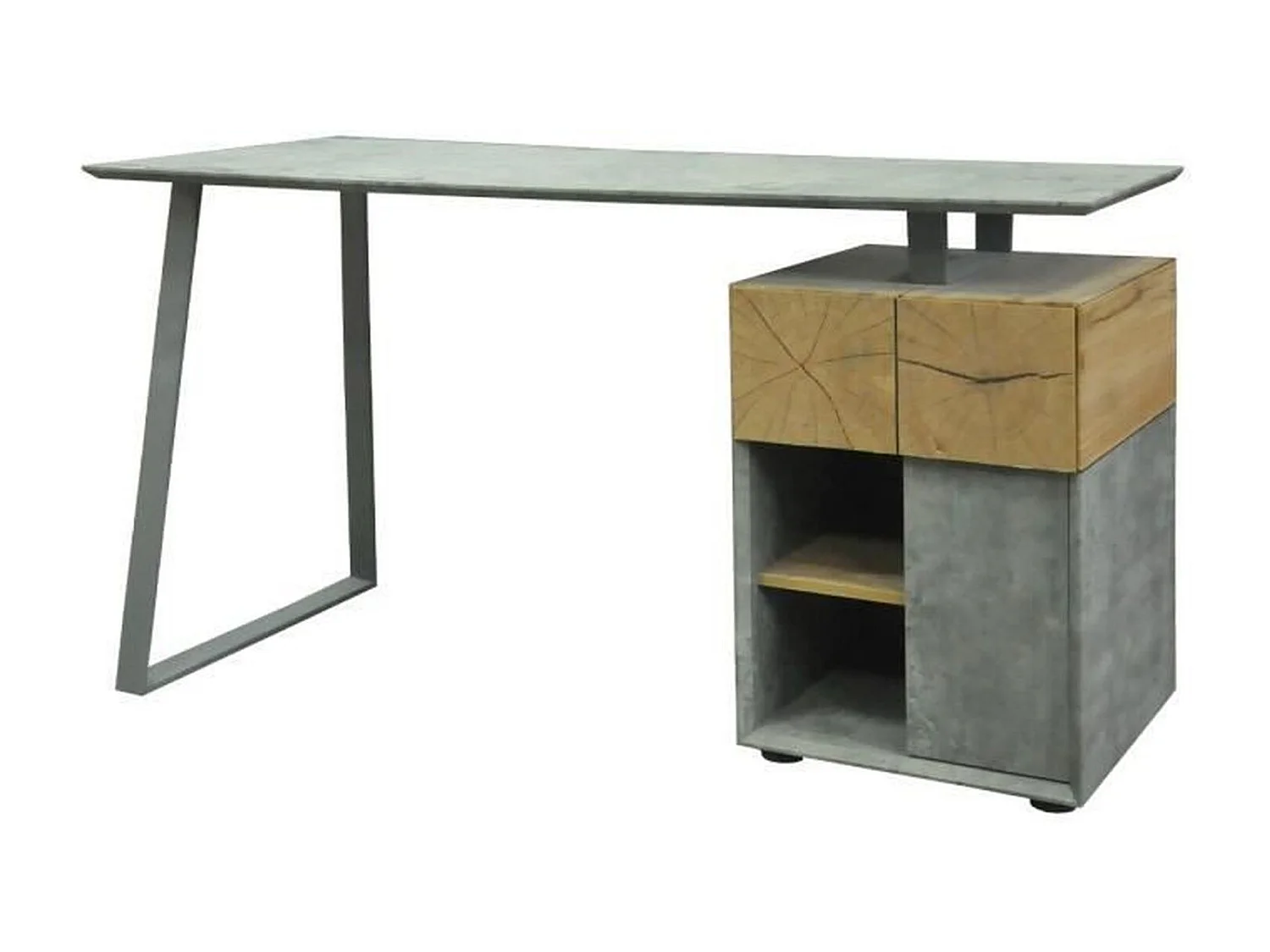 Bureau 1 porte 1 tiroir - Decor bois blanc et gris - L 140 x P 60 x H 75 - COLOGNE
