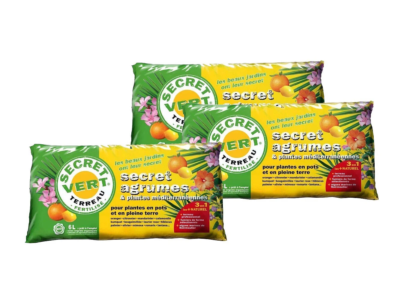 Blumenerde für Zitrusgewächse und Mittelmeerpflanzen (3er-Pack)