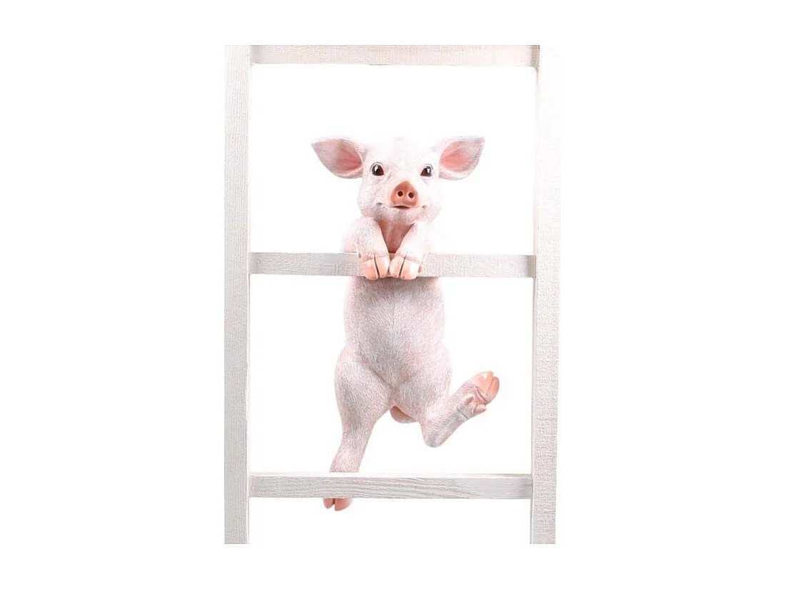 Schwein auf Rand aus Kunstharz 49.5 x 21 x 25 cm