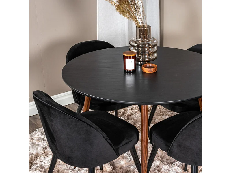 Table à Manger Ronde "Plaza" 100cm Noir