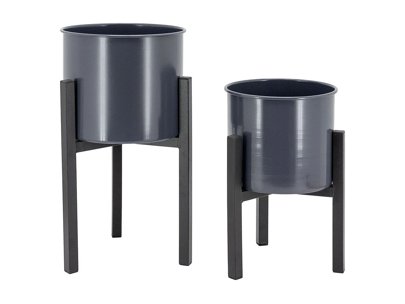 Cache-pots en métal noir Graph (Lot de 2)
