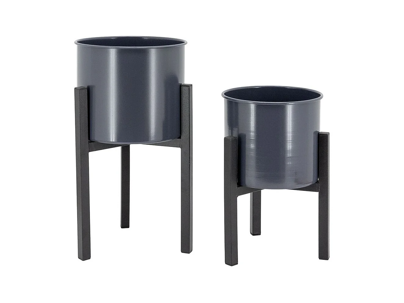 Cache-pots en métal noir Graph (Lot de 2)