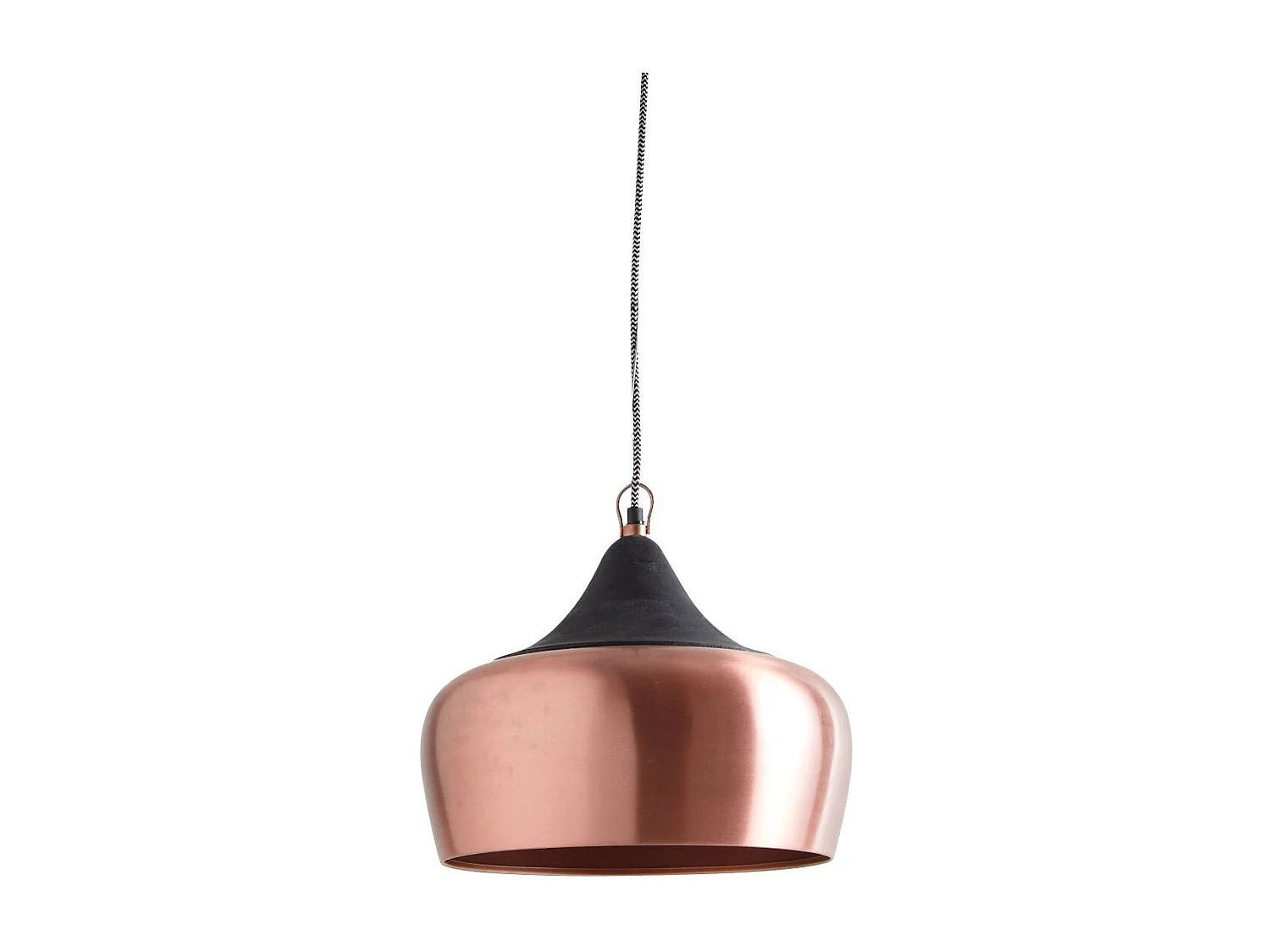 Lampe suspension en métal laqué et bois