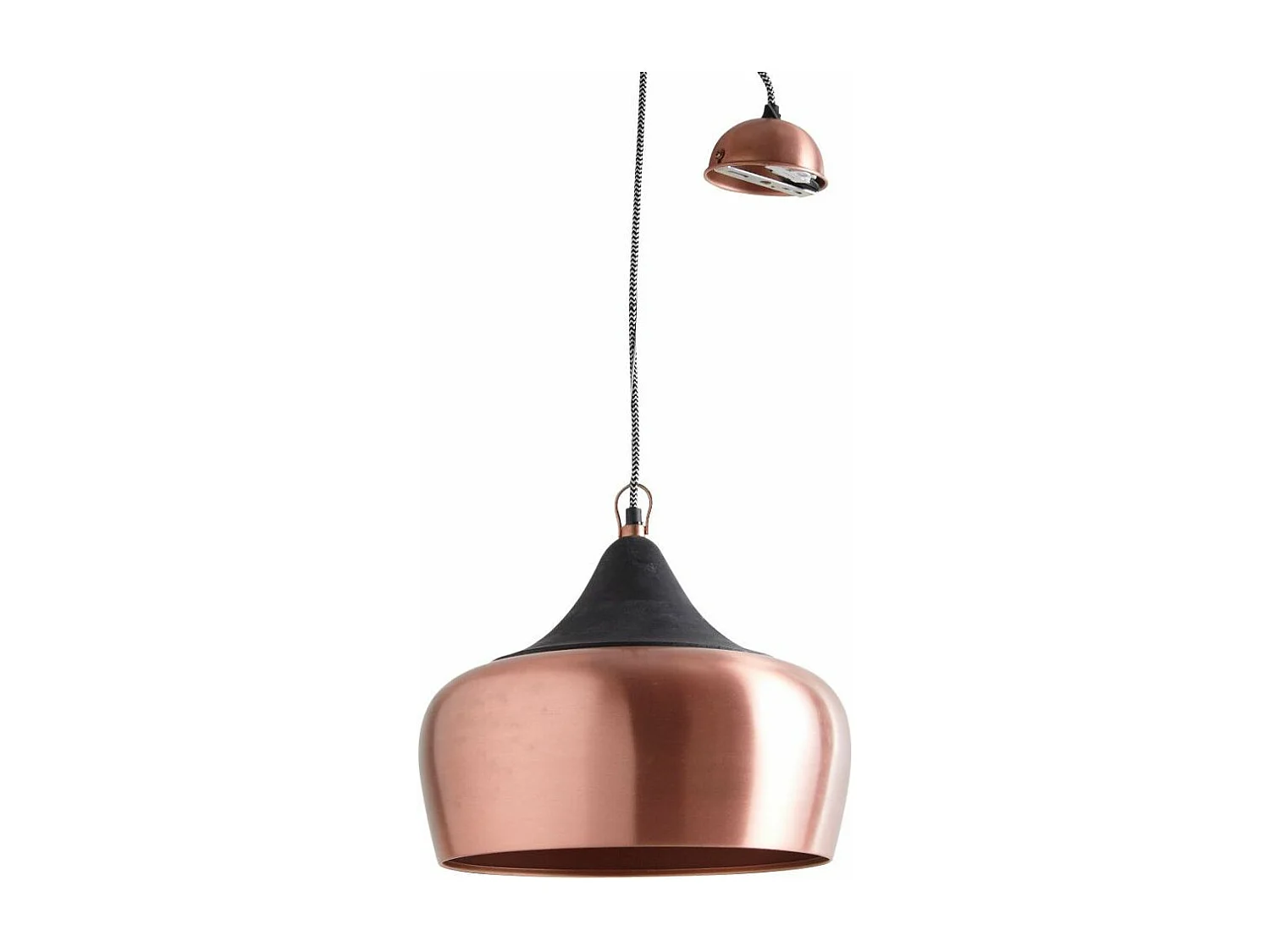 Lampe suspension en métal laqué et bois