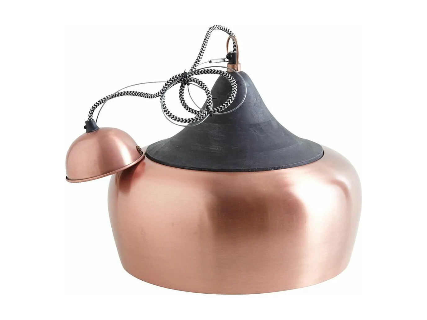 Lampe suspension en métal laqué et bois