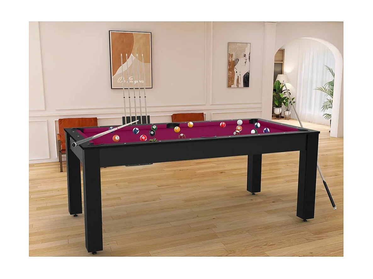 Table de Billard Convertible "Oregon" 213cm Noir & Prune