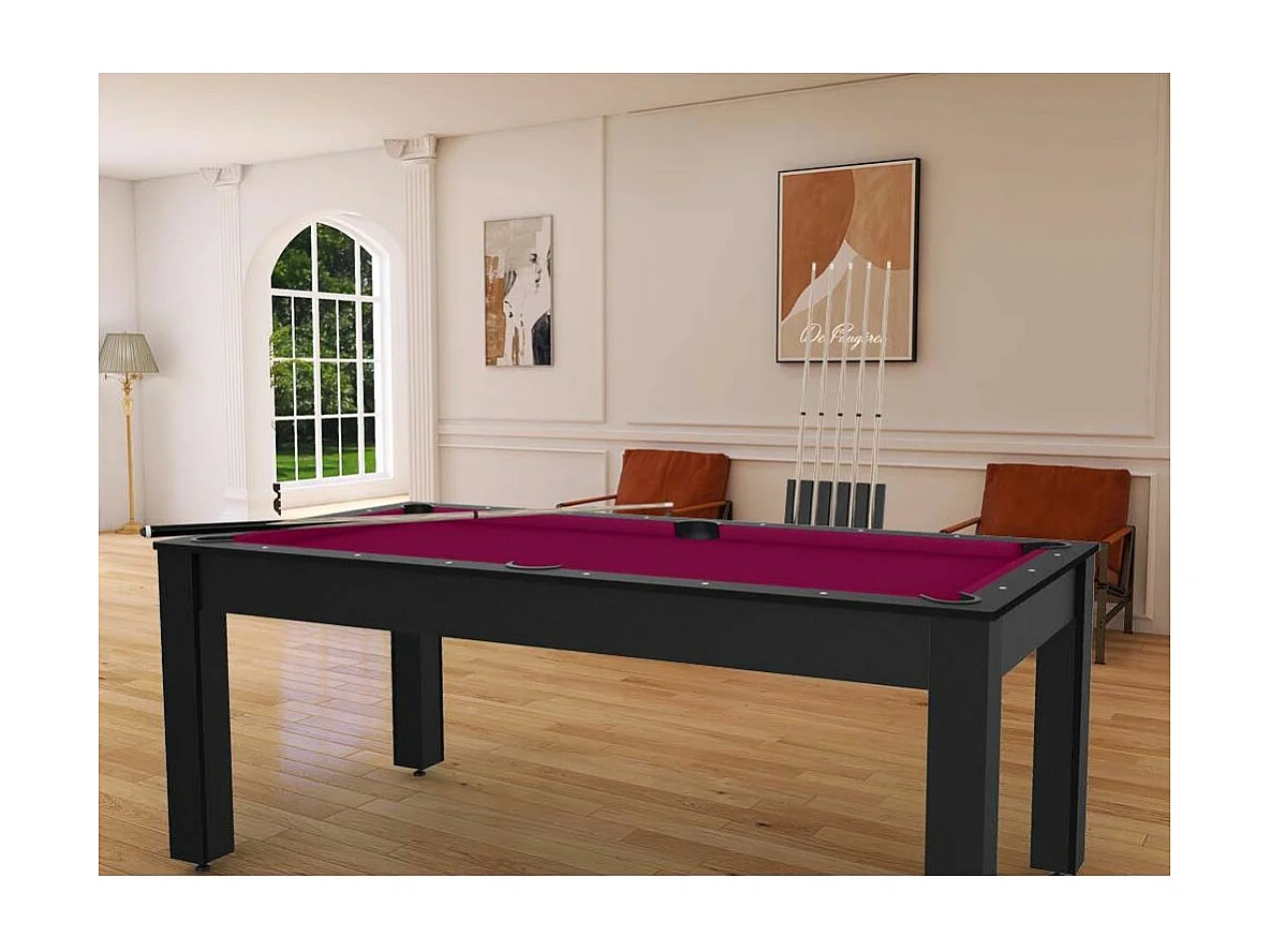 Table de Billard Convertible "Oregon" 213cm Noir & Prune