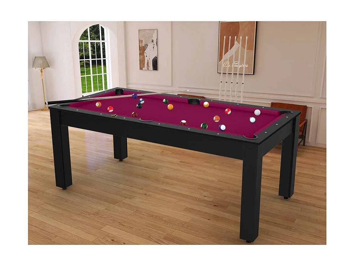 Table de Billard Convertible "Oregon" 213cm Noir & Prune