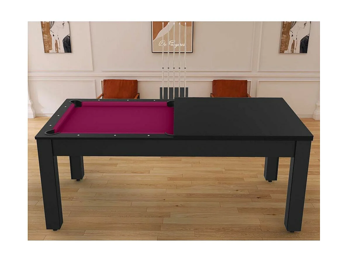 Table de Billard Convertible "Oregon" 213cm Noir & Prune