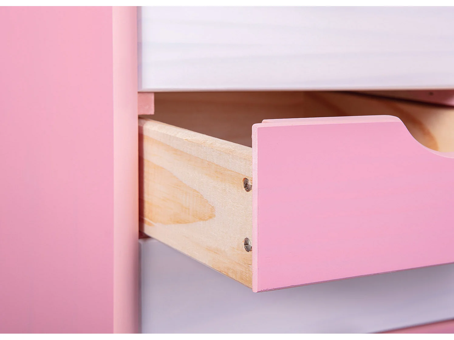 Caisson de Bureau 6 Tiroirs "School" 65cm Rose & Blanc