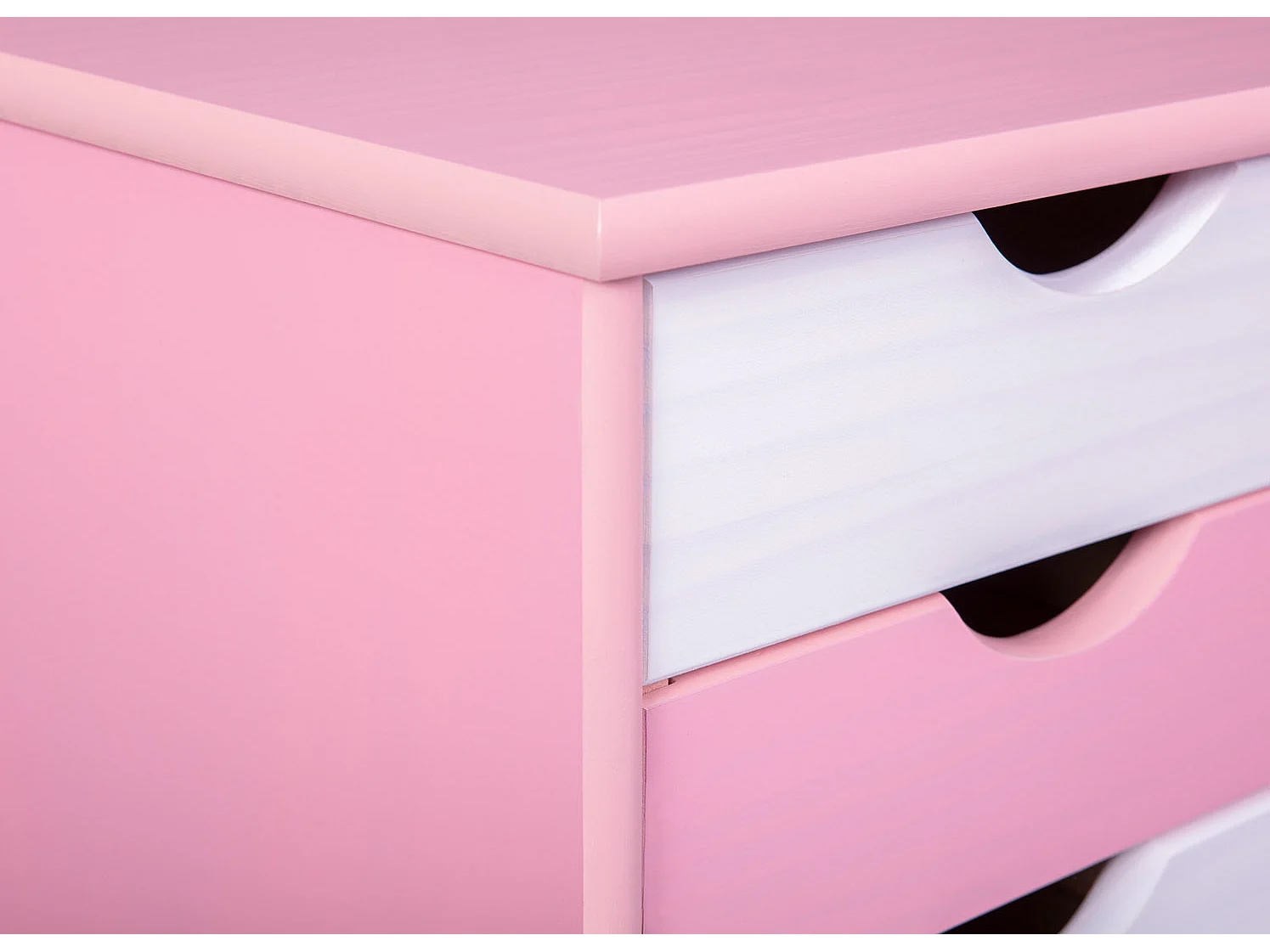 Caisson de Bureau 6 Tiroirs "School" 65cm Rose & Blanc