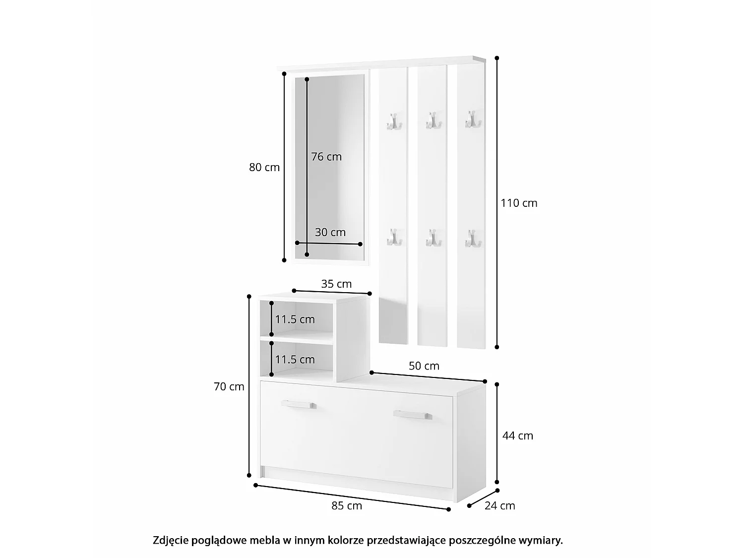 Vestiaire d’entrée / Meuble d’entrée - vert bouteille - armoire à chaussures - portemanteau - miroir -  85 cm - YESFIR
