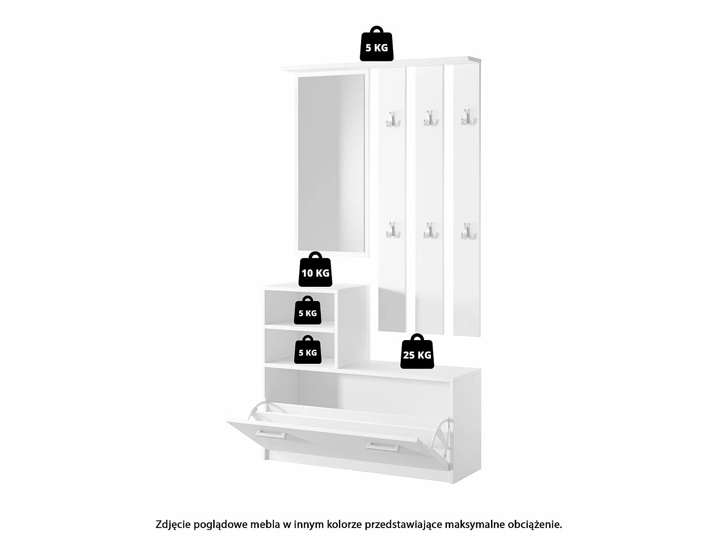 Vestiaire d’entrée / Meuble d’entrée - vert bouteille - armoire à chaussures - portemanteau - miroir -  85 cm - YESFIR