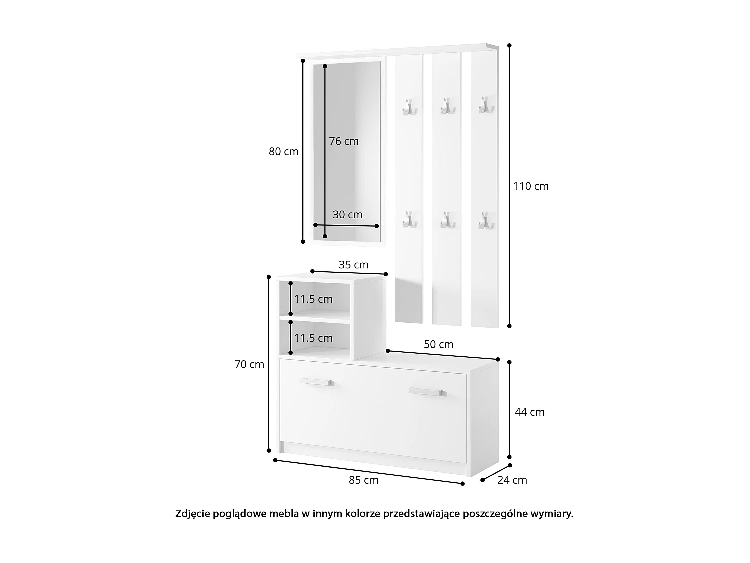 Vestiaire d’entrée / Meuble d’entrée - vert bouteille - armoire à chaussures - portemanteau - miroir -  85 cm - YESFIR