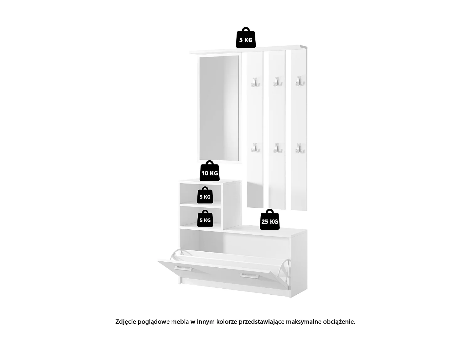 Vestiaire d’entrée / Meuble d’entrée - vert bouteille - armoire à chaussures - portemanteau - miroir -  85 cm - YESFIR
