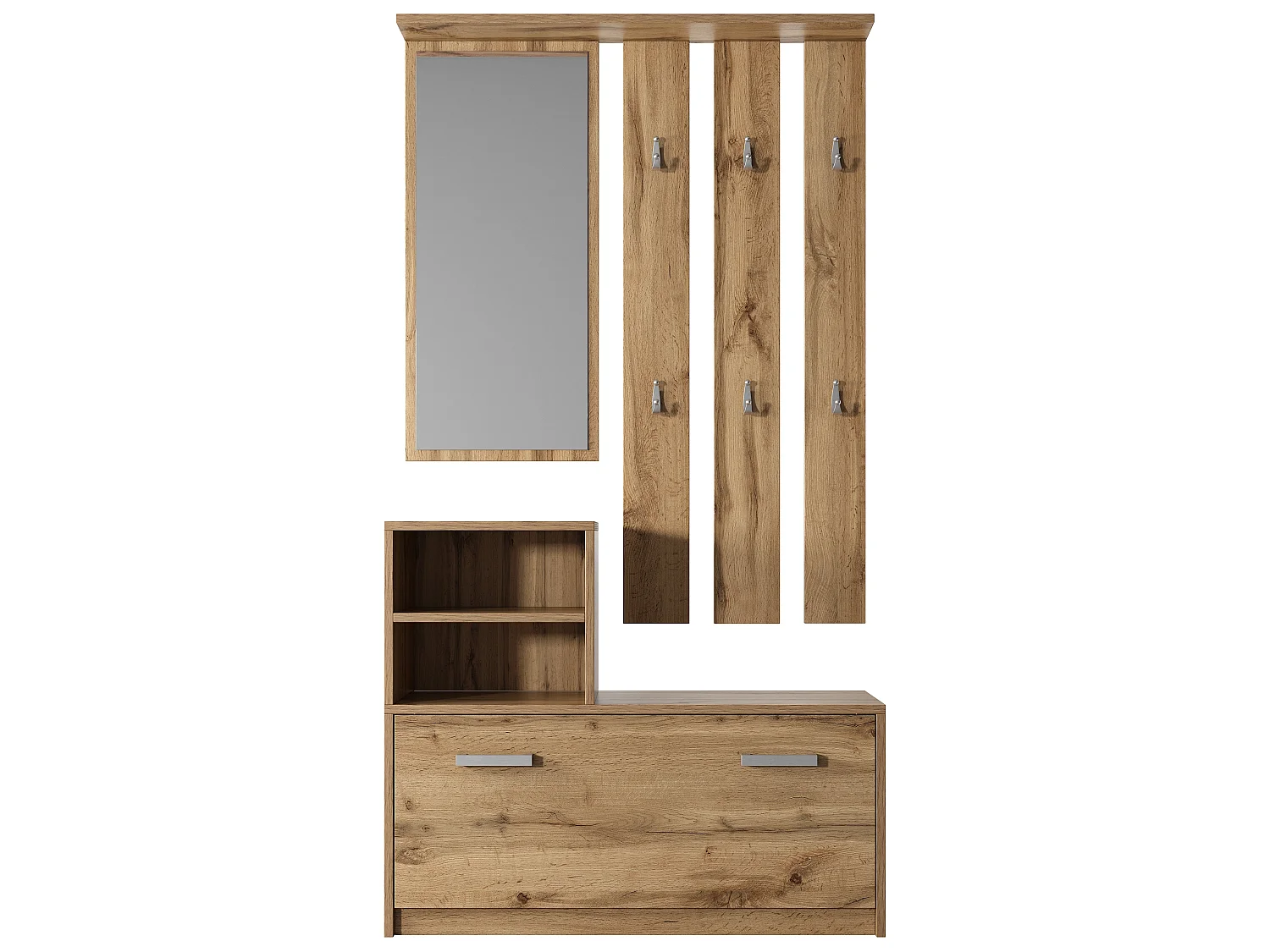 Set Arredo Ingresso / Mobile Ingresso Minimalista / Scarpiera e Appendiabiti per Corridoio / Quercia Dorata - Yesfir