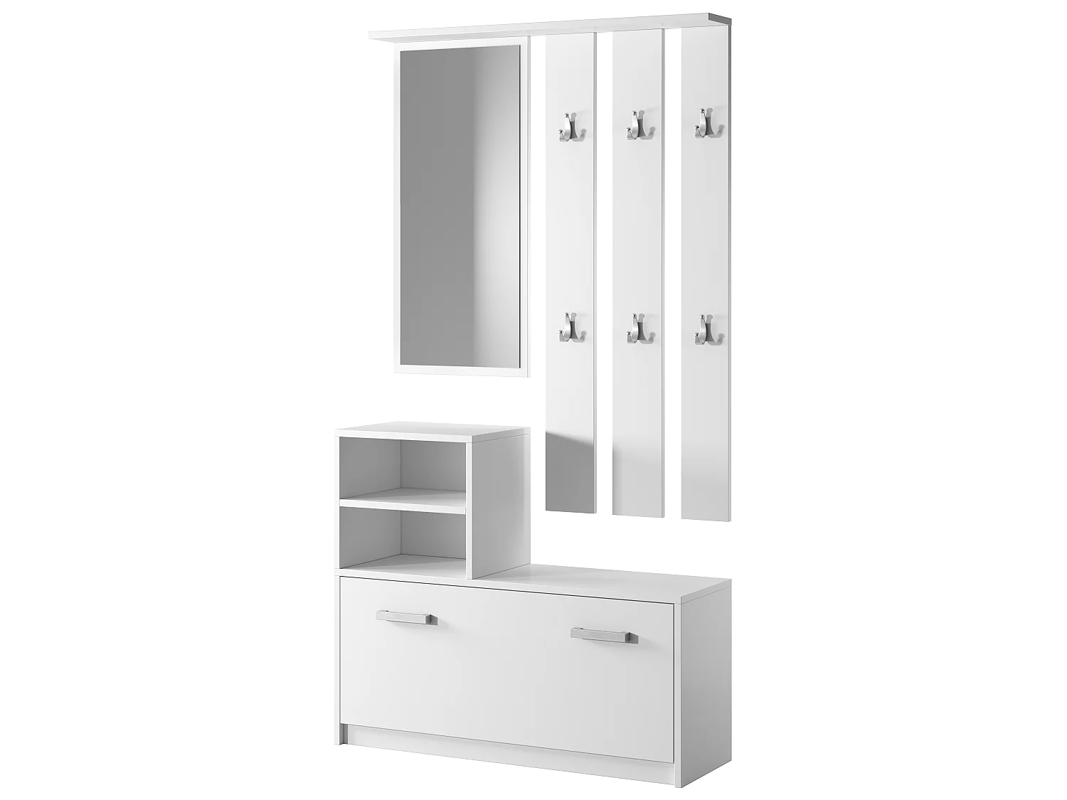 Set Arredo Ingresso / Mobile Ingresso Minimalista / Scarpiera e Appendiabiti per Corridoio / Bianco - Yesfir