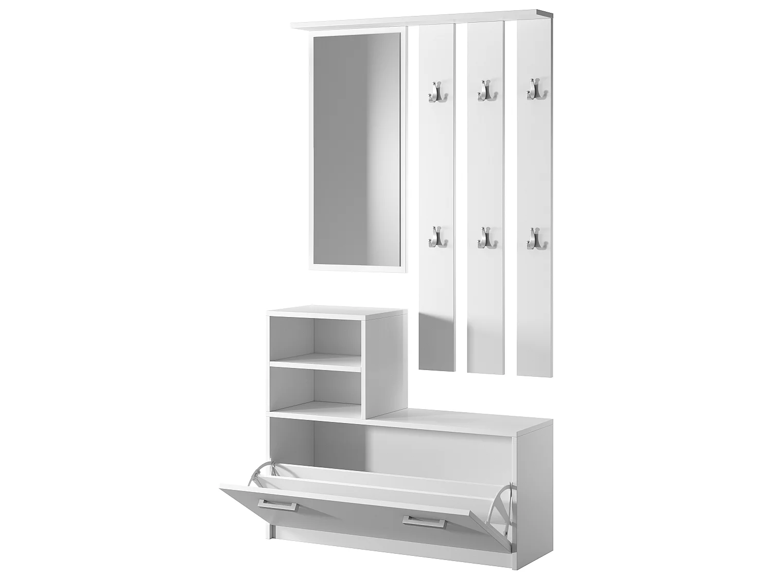 Set Arredo Ingresso / Mobile Ingresso Minimalista / Scarpiera e Appendiabiti per Corridoio / Bianco - Yesfir