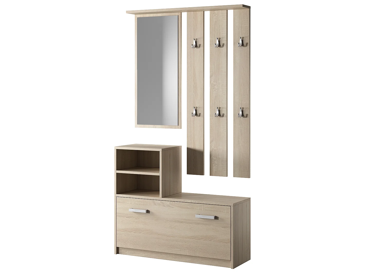 Set Arredo Ingresso / Mobile Ingresso Minimalista / Scarpiera e Appendiabiti per Corridoio / Quercia Chiara - Yesfir