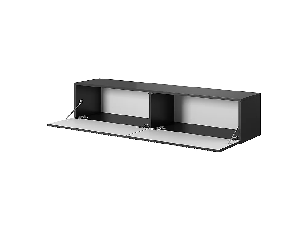 Mobile TV sospeso - 140 cm - nero con frontale fresato - Veldio