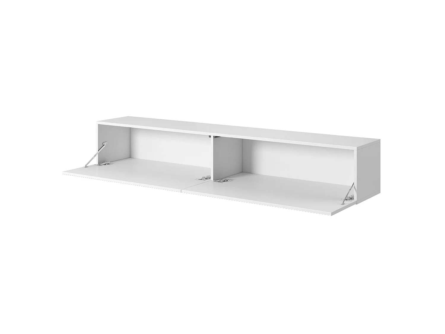 Meuble TV suspendu - 175 cm - blanc avec façade fraisée - VELDIO