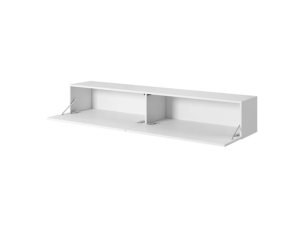Meuble TV suspendu - 175 cm - blanc avec façade fraisée - VELDIO