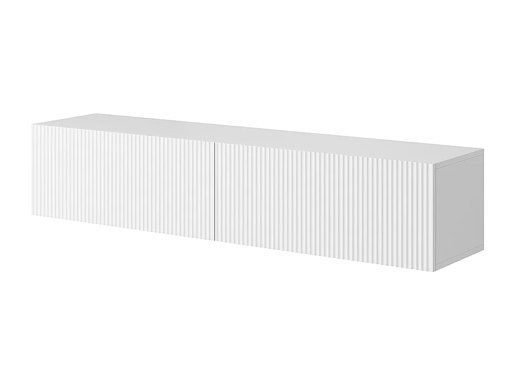 Meuble TV 140 cm blanc avec façade fraisée - VELDIO