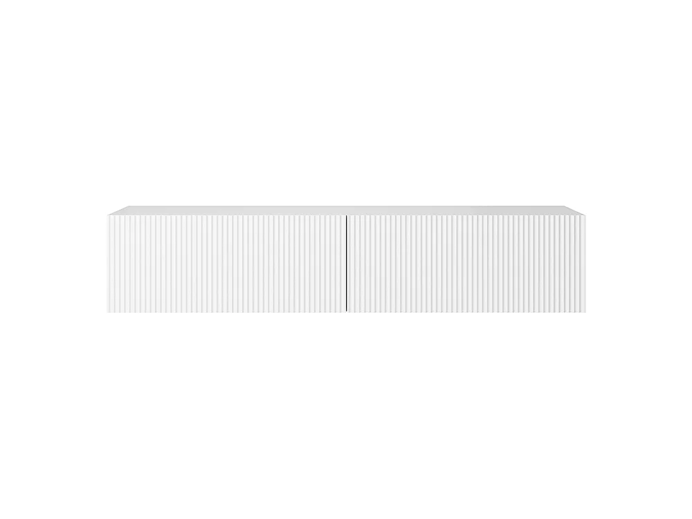 Mobile TV sospeso - 140 cm - bianco con frontale fresato - Veldio