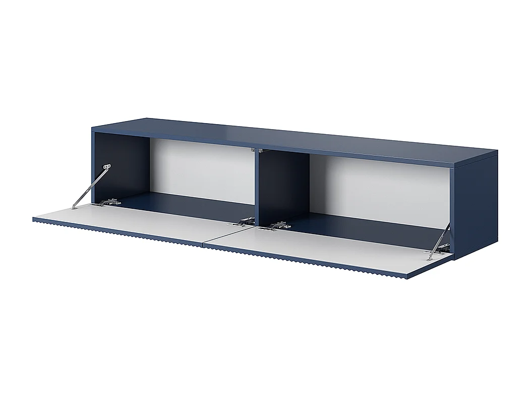 Mueble de TV colgante - azul oscuro con frentes de listones - 140 cm - Veldio