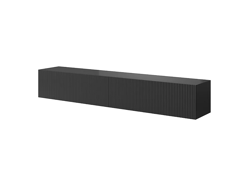 Meuble TV noir de 175 cm avec façade fraisée VELDIO