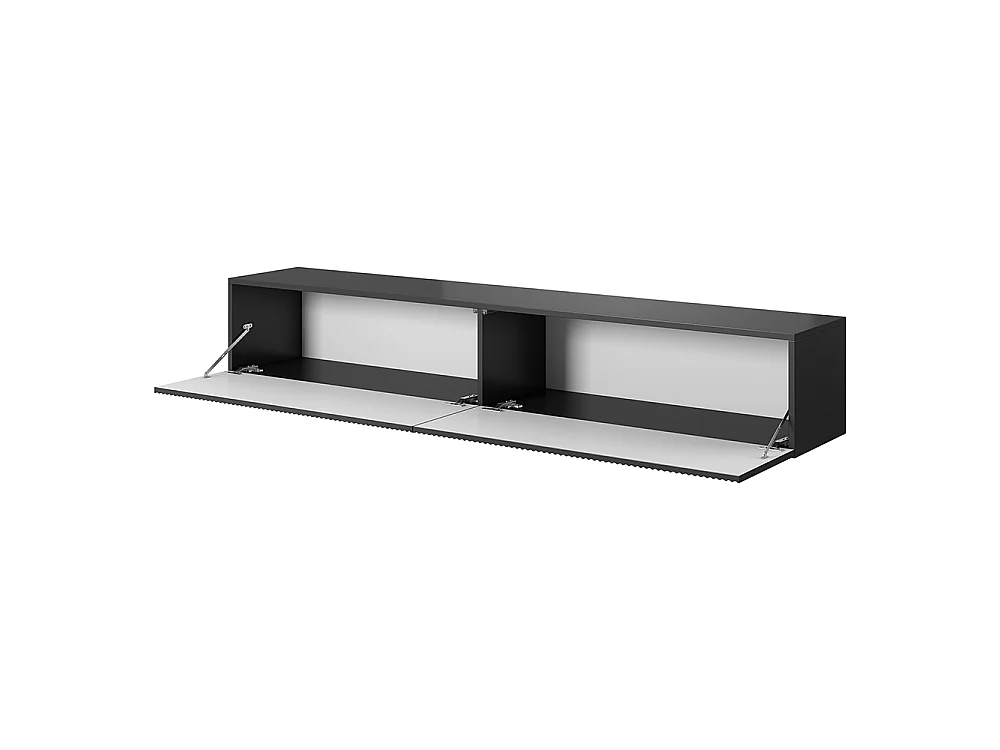 Meuble TV noir de 175 cm avec façade fraisée VELDIO