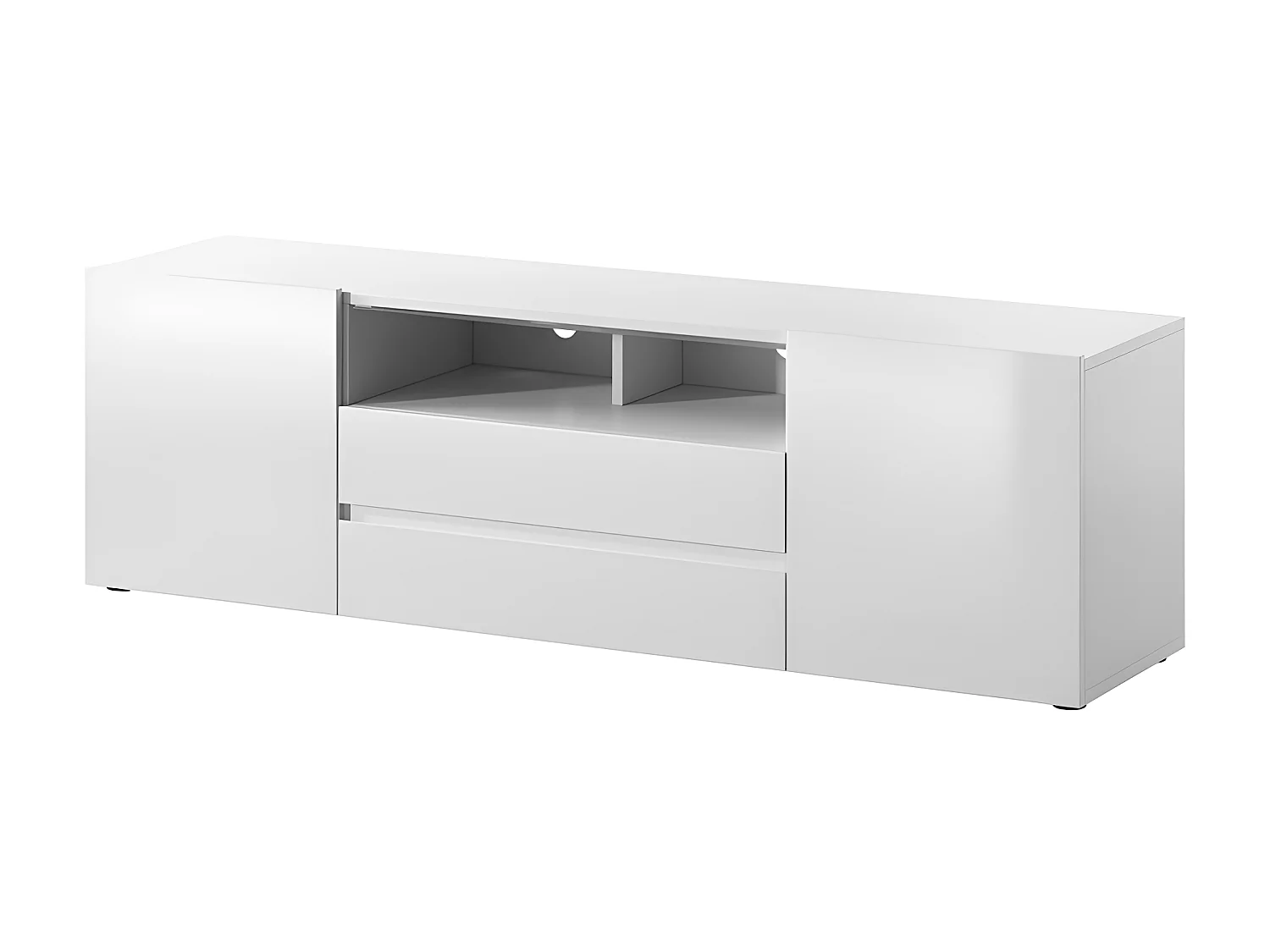 Mobile TV / Tavolino TV Per Salotto / Porta TV con Scomparti / Luci LED (Bianco Opaco / Bianco Lucido) - Bros